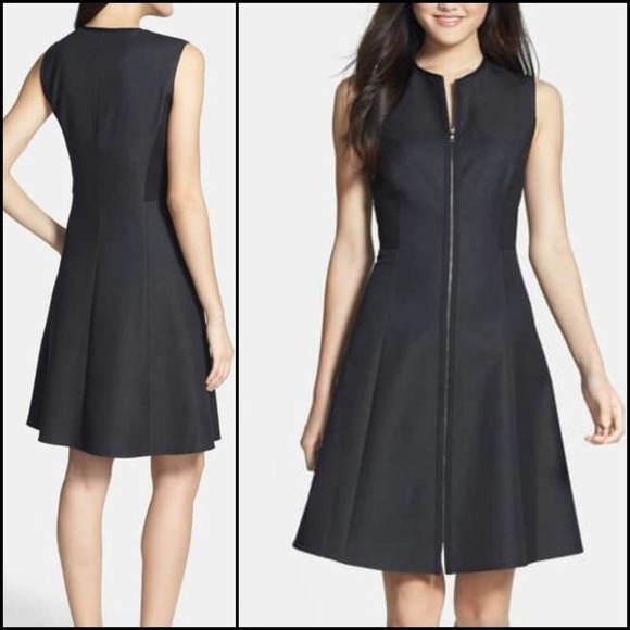 T Tahari Dresses & Skirts - NEW! T TAHARI Tristen Black Sleeveless Fit And Flare Zip-Up Dress 8.